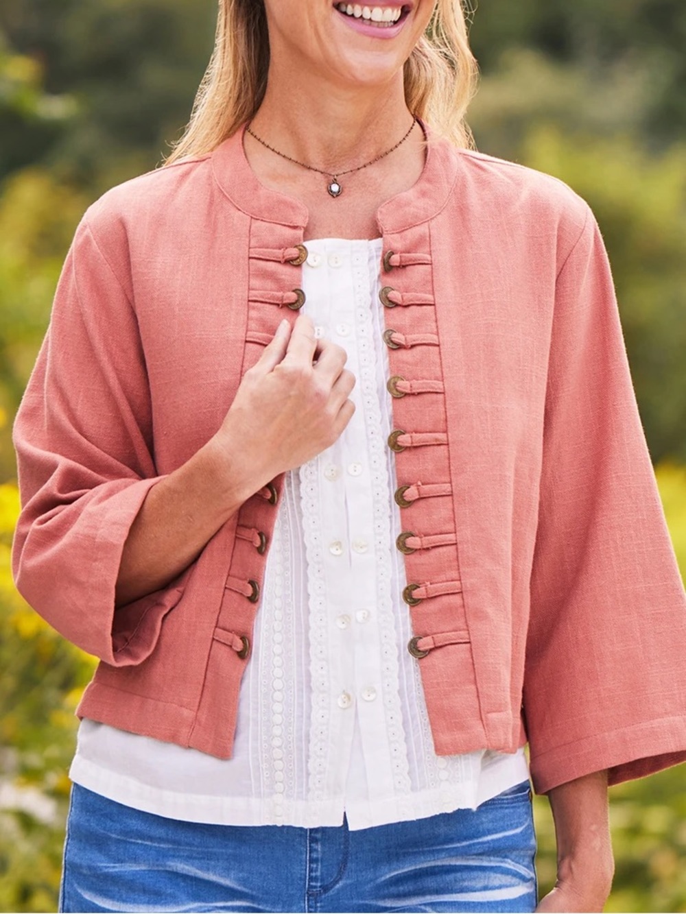 April Cornell Coin Open Ruffle Boho Jacket XL